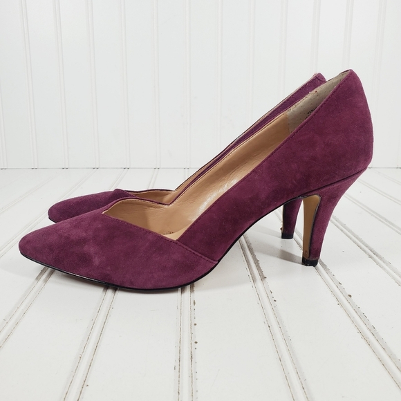 Kelly & Katie Venus Purple Leather Suede Pointy Toe Heels B502 - Picture 1 of 12